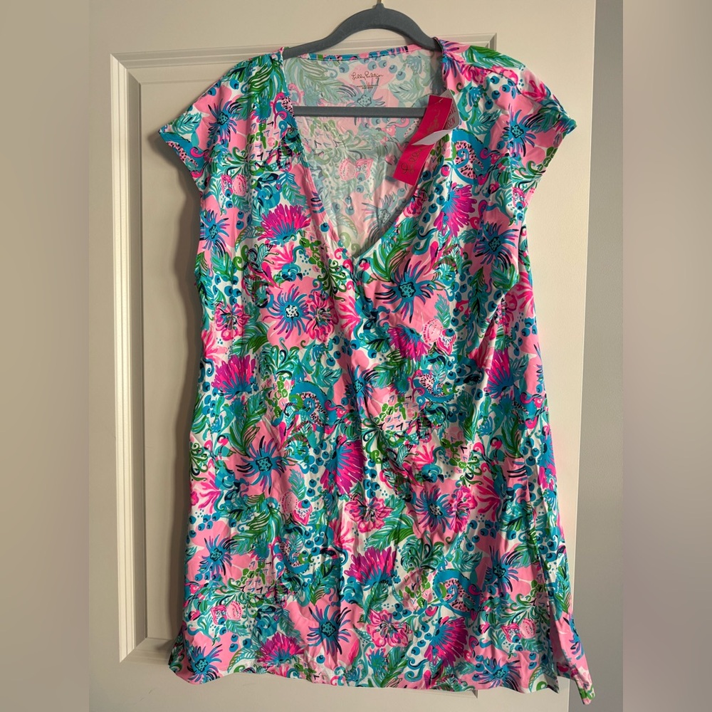Lilly Pulitzer Pink, Green & Blue Floral Swim Coverup